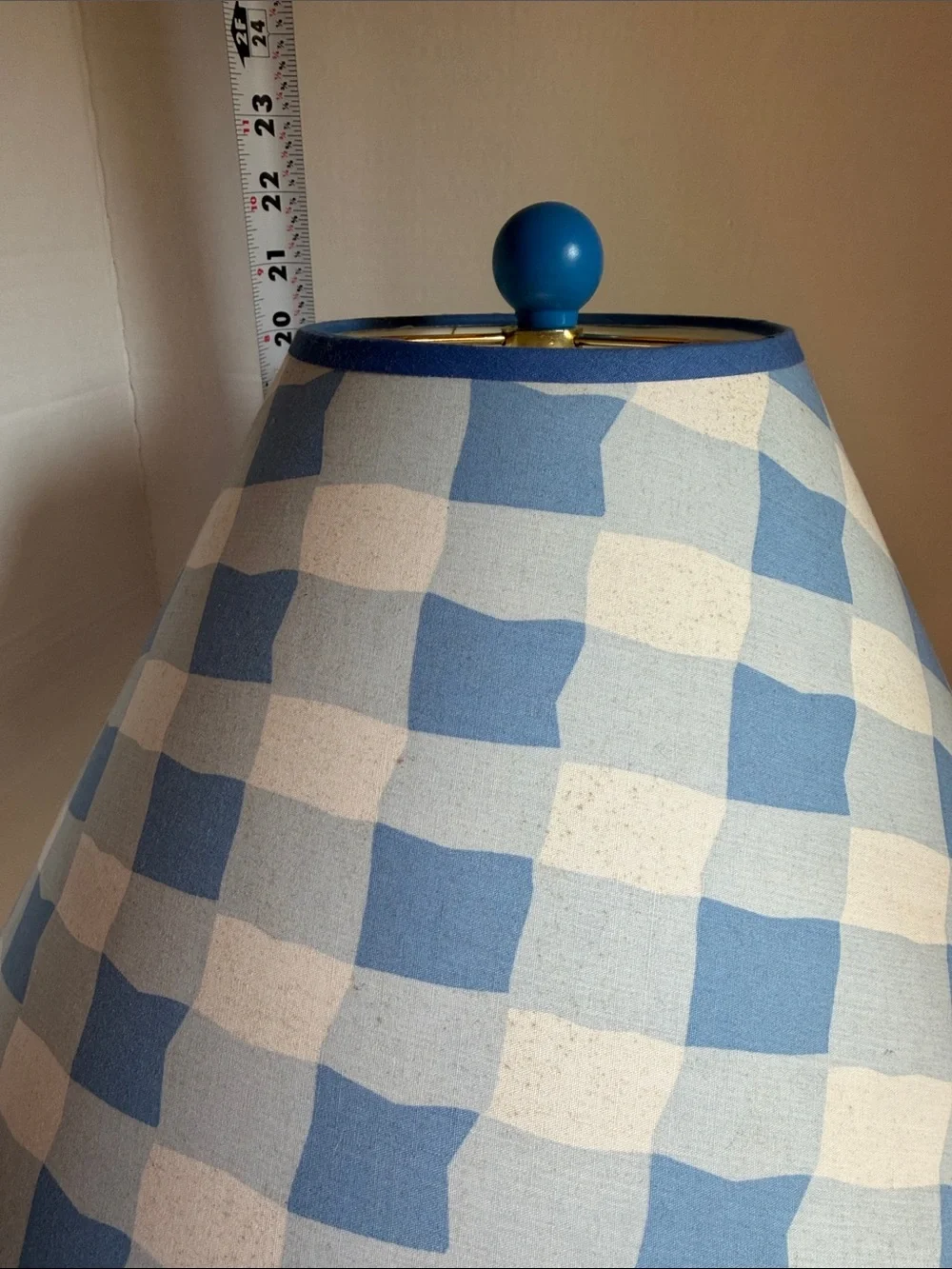 Vintage Blue and White Checkered Kids Train Table Lamp